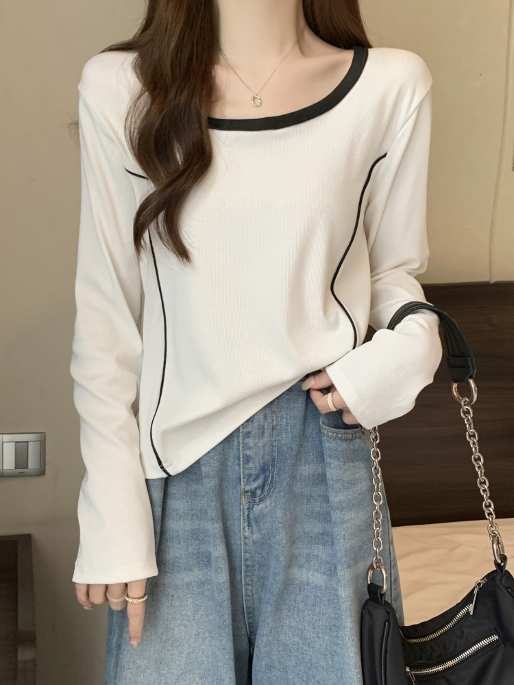 220克1*1螺紋德絨 長袖T恤女打底衫微胖mm顯瘦遮肚藏肉上衣