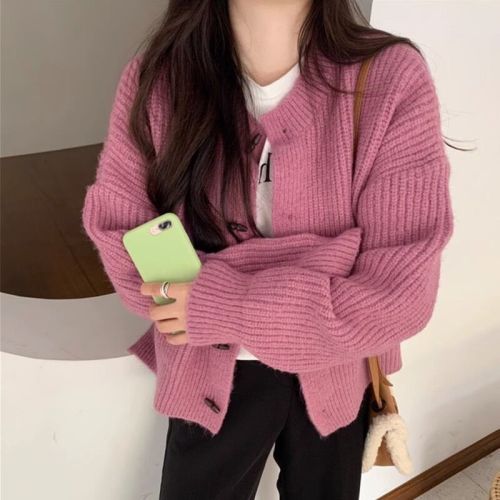 Fashionable and versatile super designed sweater jacket for women Korean style loose outer wear versatile knitted cardigan short top