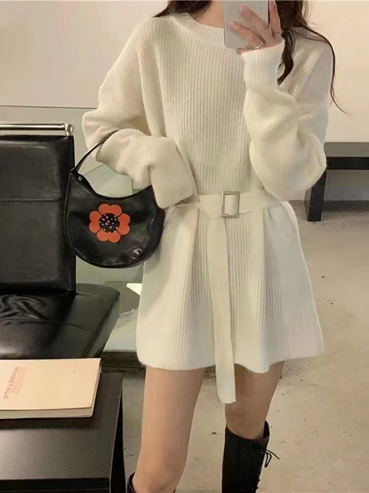 綿羊絨  衣長75 胸圍52  2023春秋簡約風中長款連衣裙