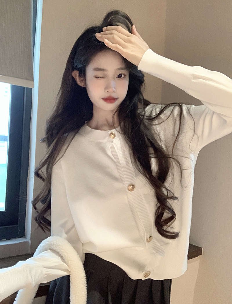 實拍~秋冬新款純欲風修身顯瘦長袖針織開衫女