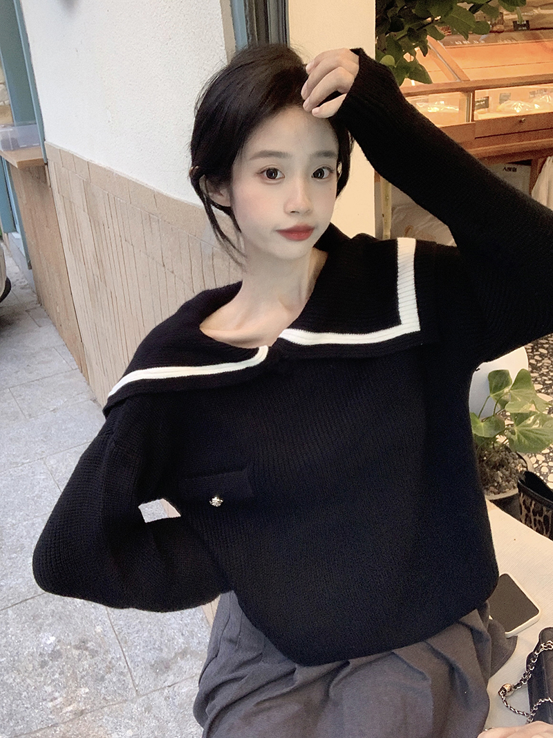 原創~實拍~套頭寬鬆百搭毛衣女針織衫毛衣