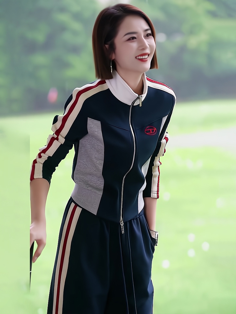2023秋季新款拉鏈開衫衛衣兩件套女裝 時尚運動套裝女
