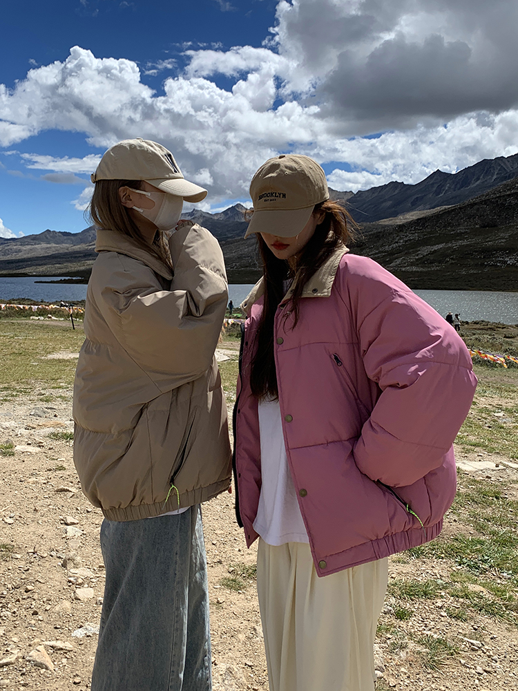 Real shot of down-padded jacket for women in winter 2023 new Korean oversize cotton-padded jacket for small people