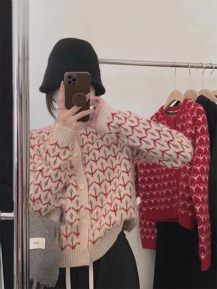 歐貨早秋季女裝小香風軟糯慵懶風針織開衫高級感溫柔風毛衣外套