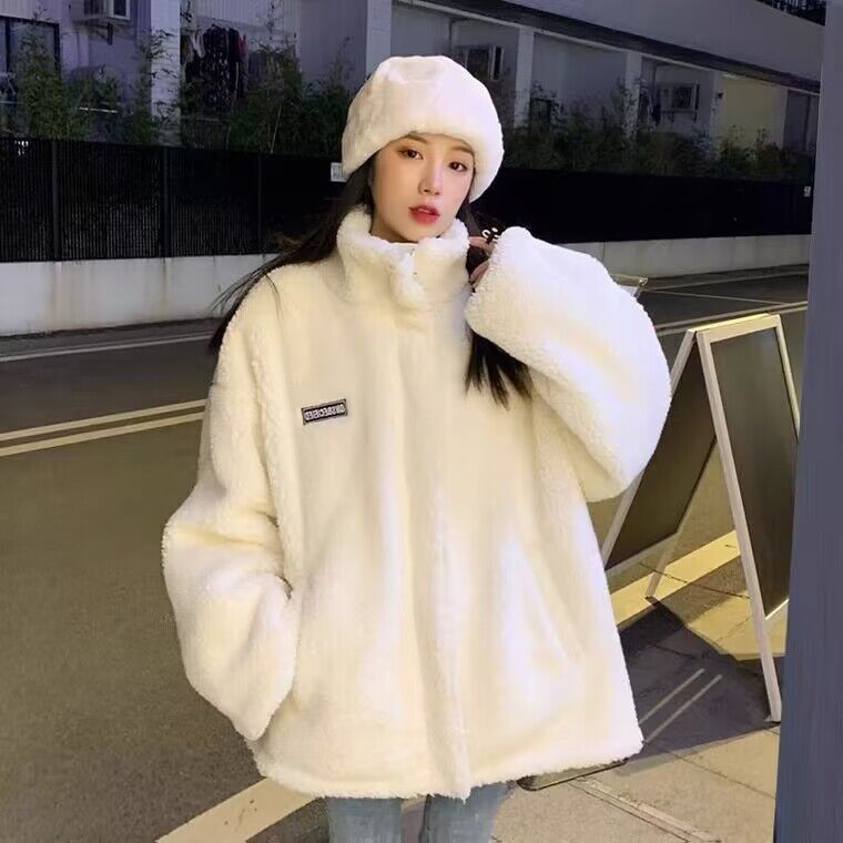 羊羔毛外套2023年新款女裝短款炸街復古加絨加厚休閒百搭春秋韓版
