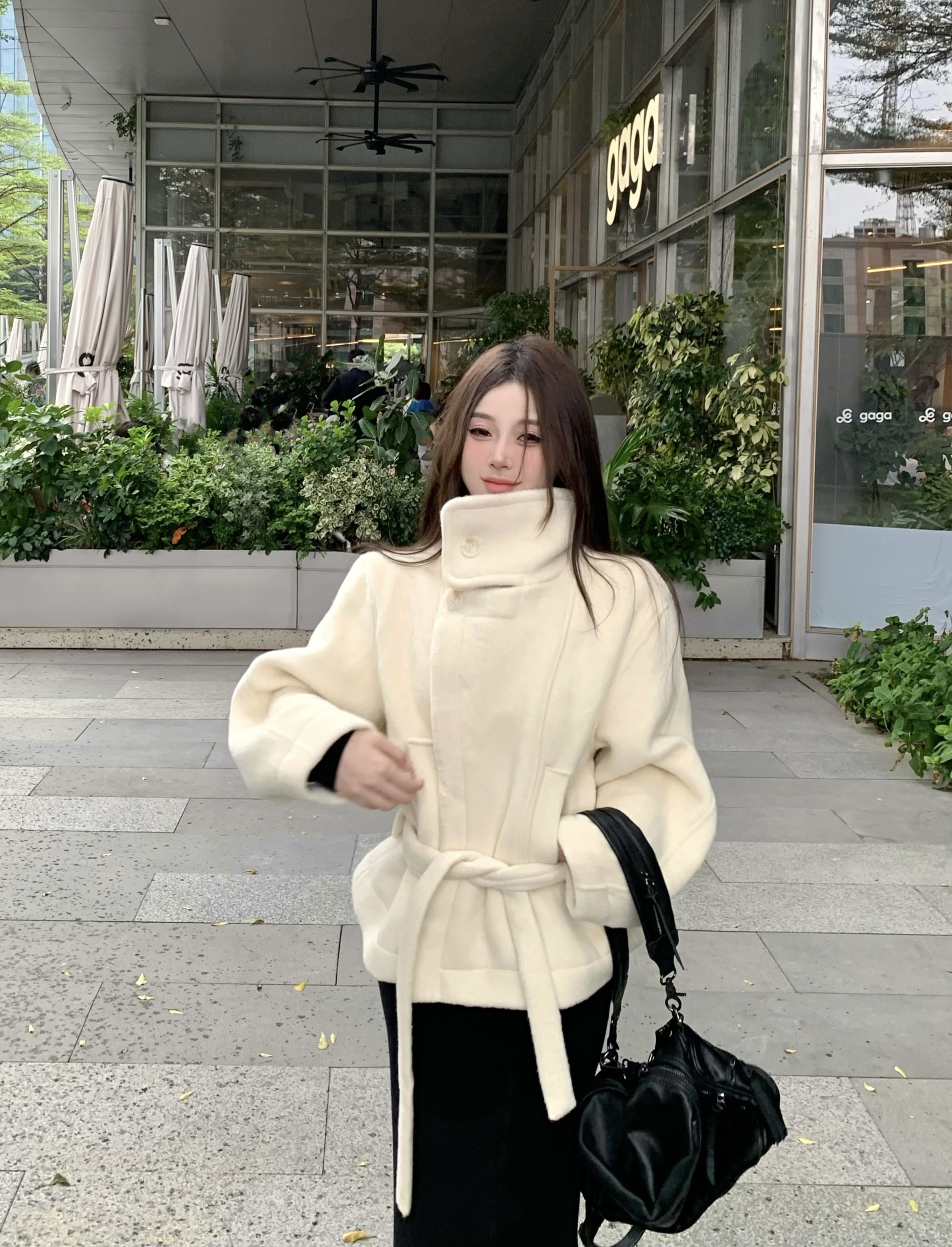 氣氛感短款大衣外套女秋冬赫本風羊毛呢子