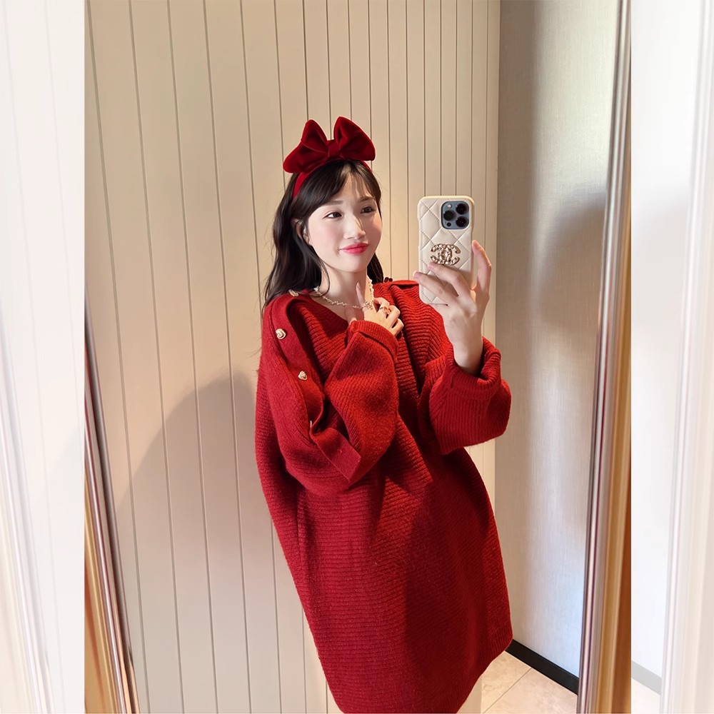 白色v領軟糯浣熊絨中長款毛衣女秋冬季慵懶風加厚寬鬆針織衫外套