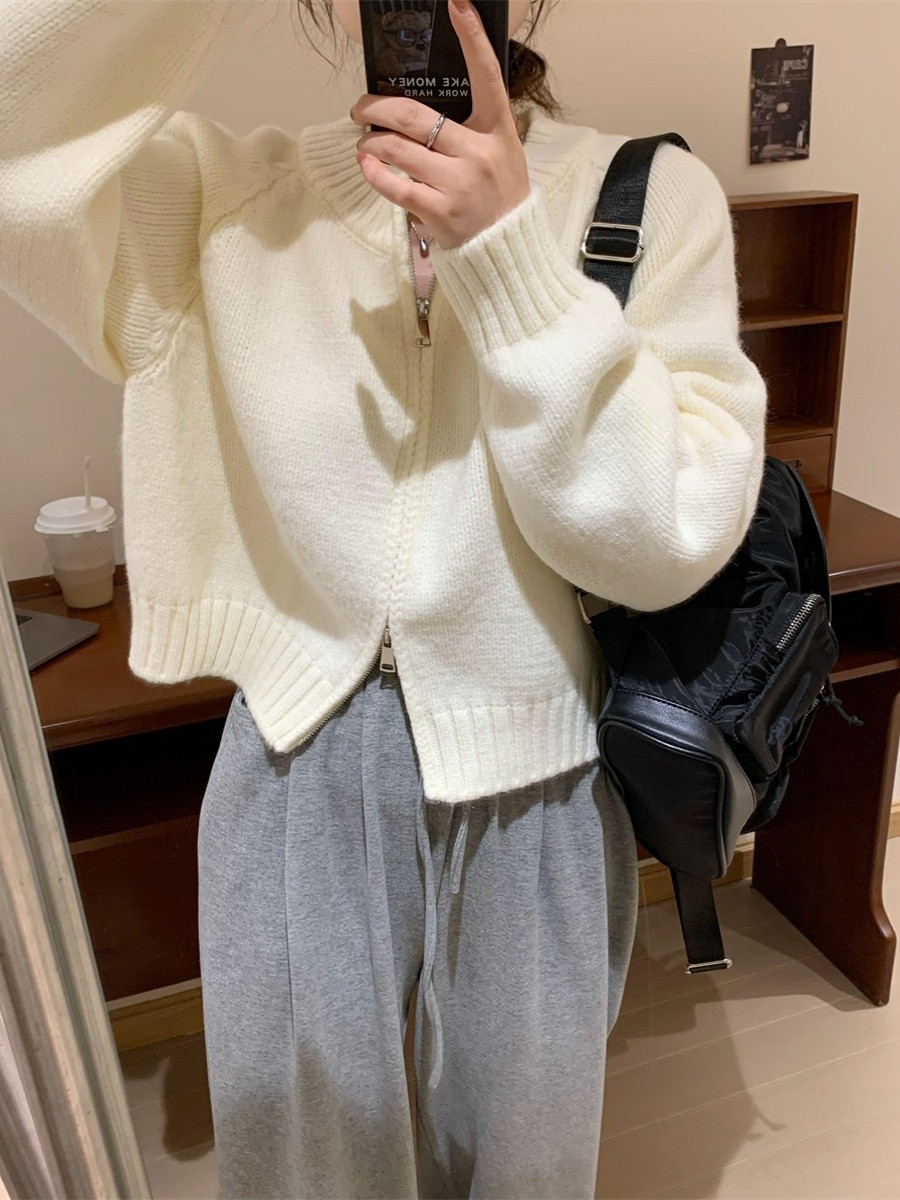 秋冬季軟糯短款毛衣外套女小香風外穿針織開衫上衣女