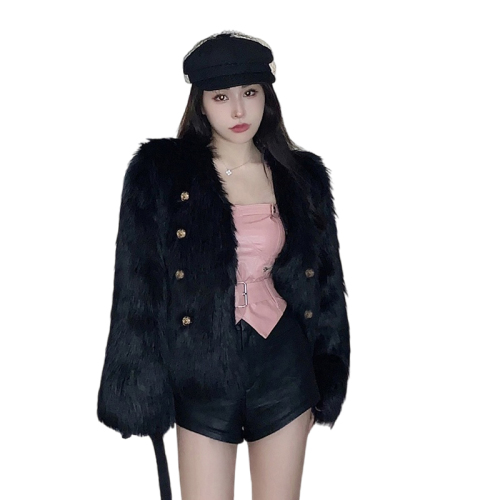 Actual shot of chaebol daughter 2023 winter new Korean style imitation fox fur young fur coat for women