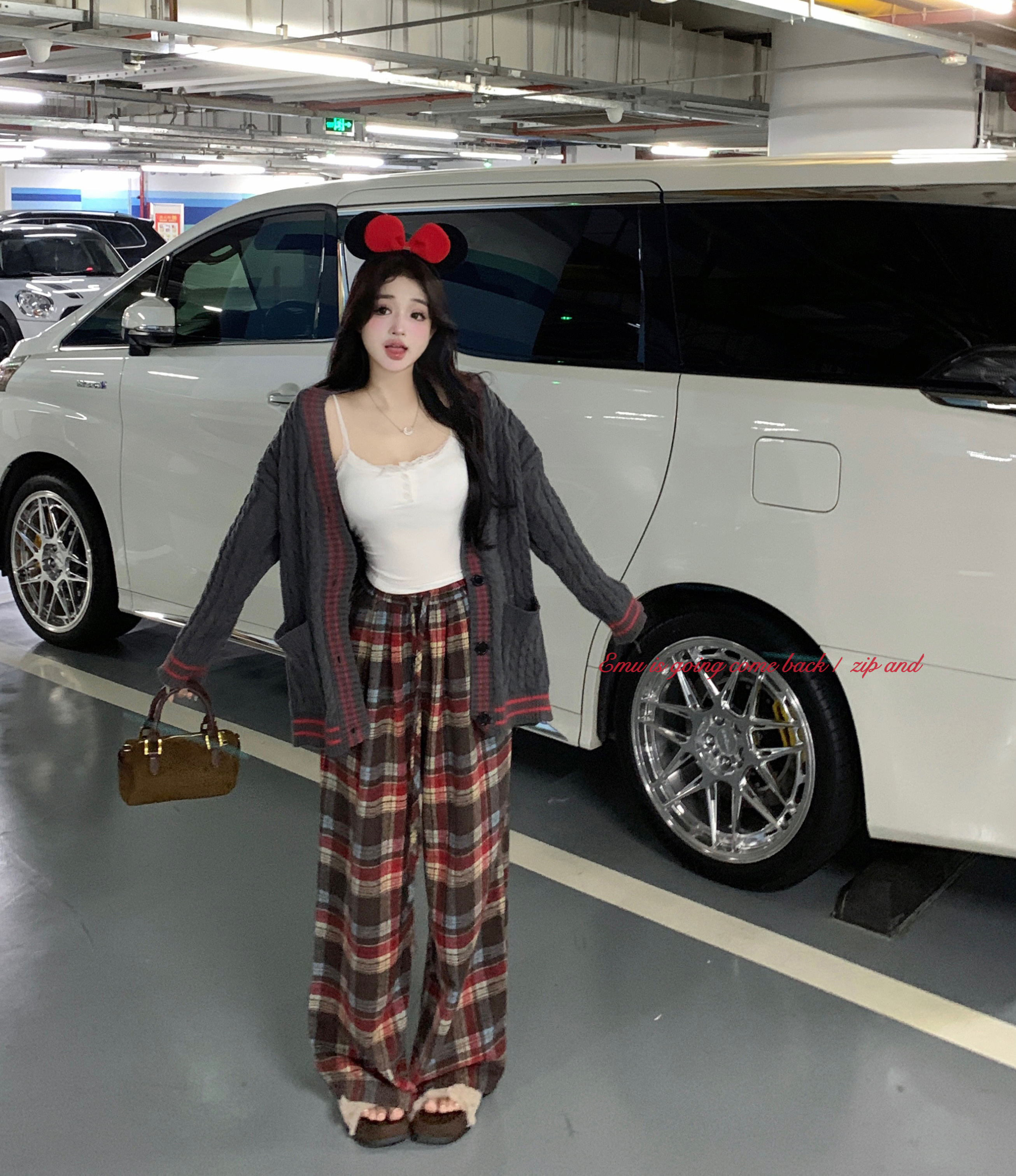實拍~美拉德撞色麻花毛衣開衫外套痞帥格子百搭休閒褲子
