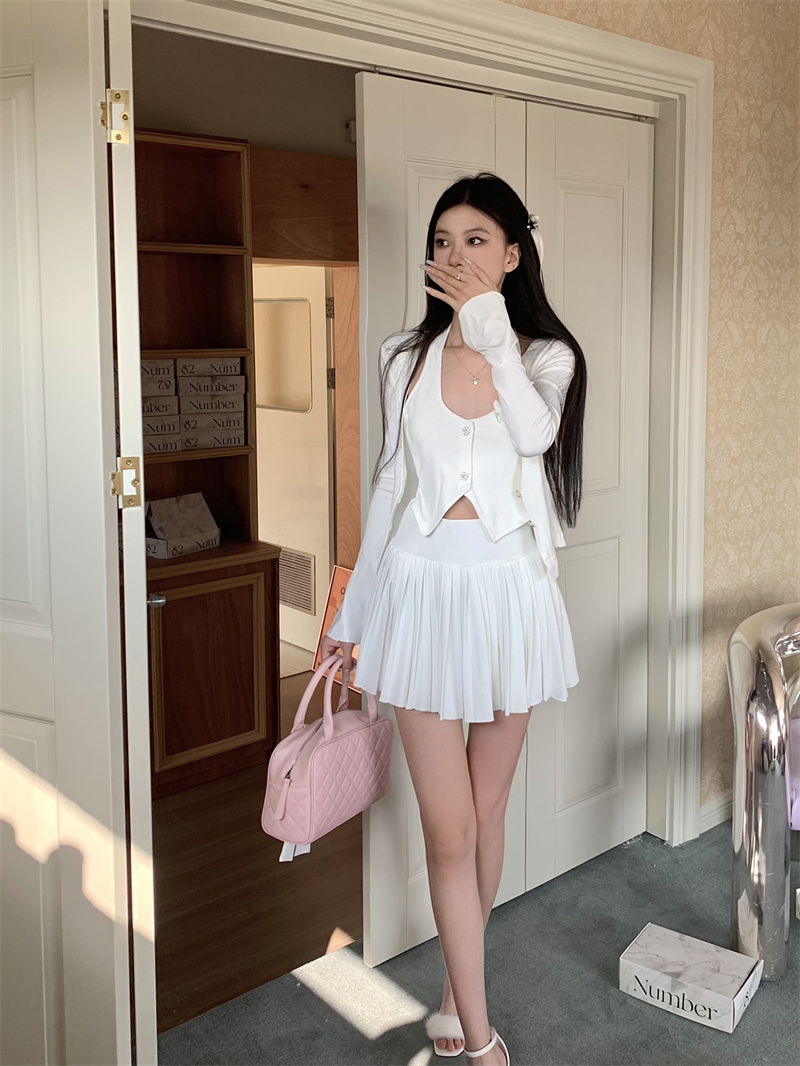 實拍  復古氣質優雅小香風三件開衫半身身套裝