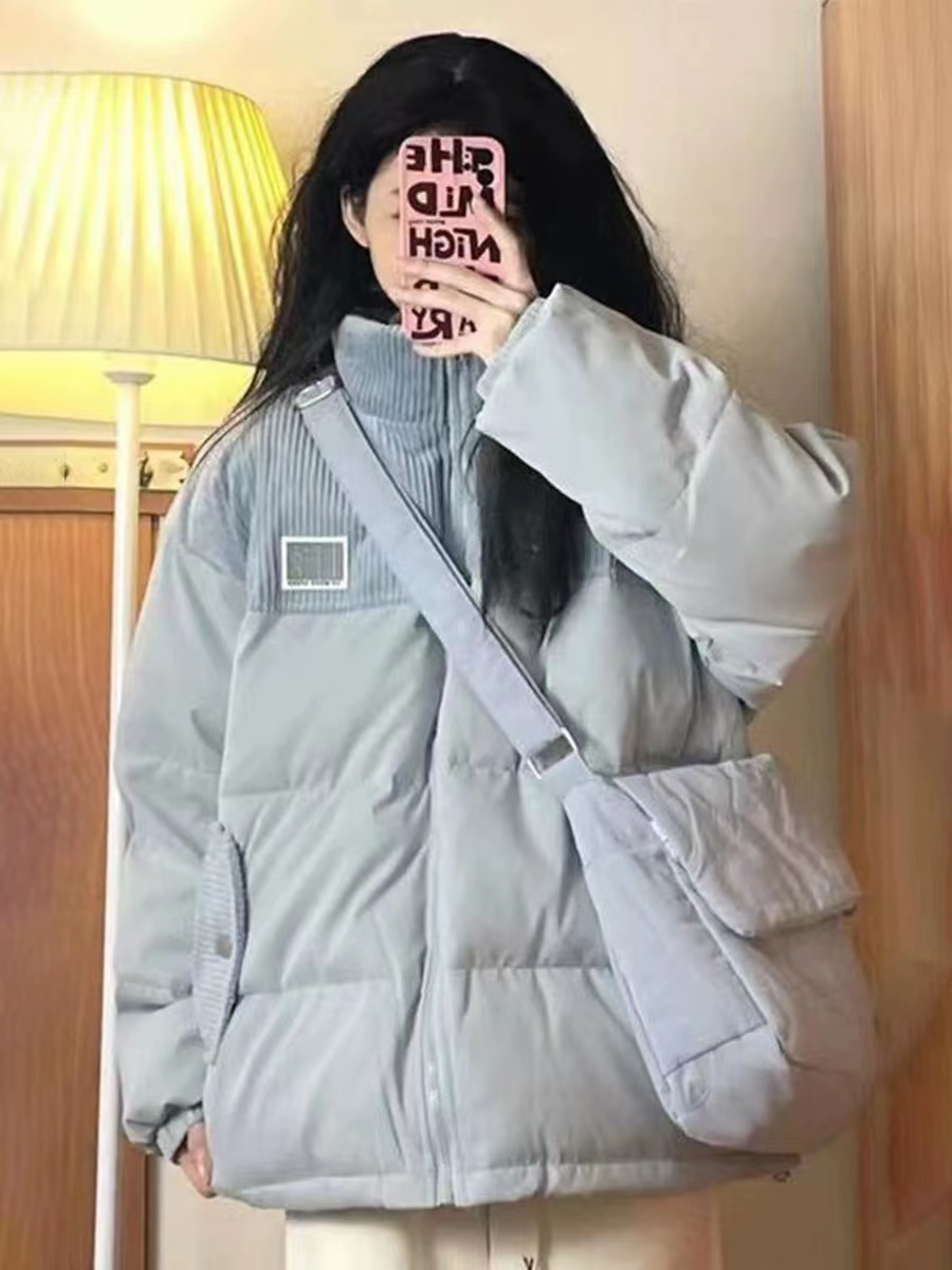 Corduroy cotton jacket for women winter 2023 new loose oversize cotton jacket retro thickened cotton jacket short jacket