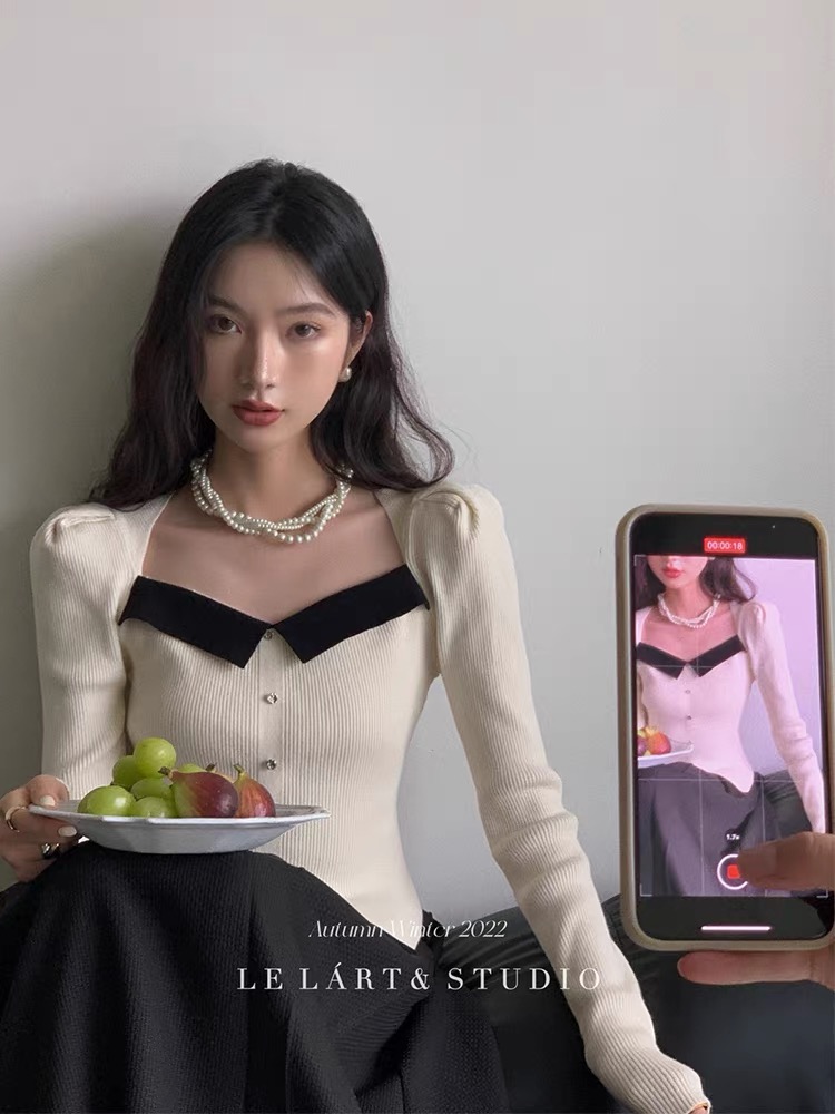 韓系ins風穿搭小眾設計感打底針織衫女秋冬洋氣高級感超好看上衣