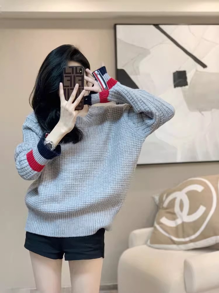 毛衣日系慵懶復古2023時尚灰色百搭設計感小眾軟糯針織上衣女秋冬