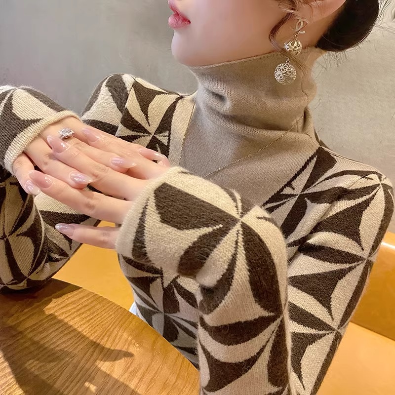 高領毛衣女打底衫秋冬洋氣2023年新款洋氣時尚內搭針織衫上衣