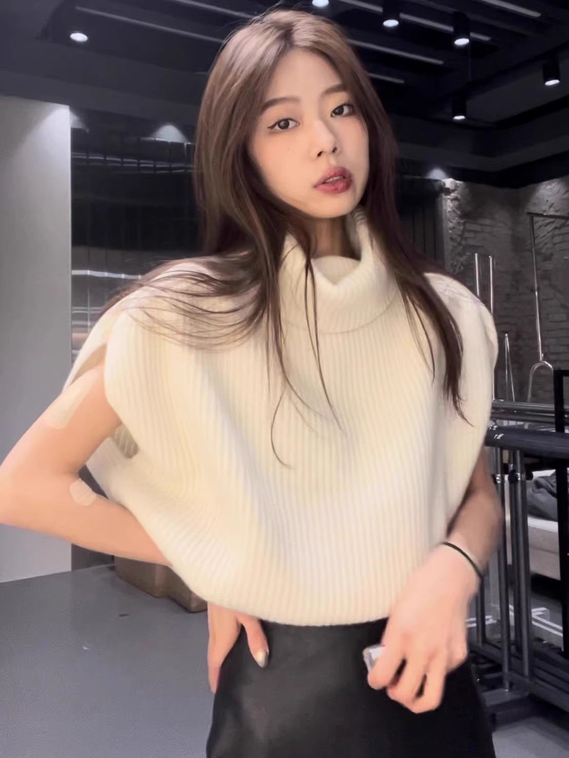 韓系高領無袖套頭毛衣女2023年春秋背心上衣內搭保暖針織打底衫潮