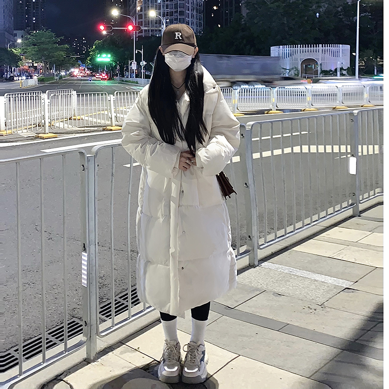 實拍棉服女外套韓版中長款大碼港風麵包服寬鬆學生長款收腰羽絨服