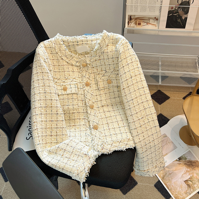 Ladylike temperament tweed small fragrance jacket women's autumn and winter quilted French high-end casual all-match jacket top