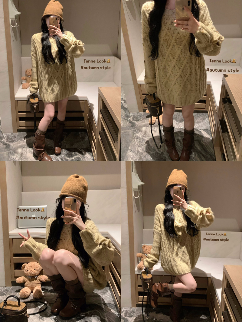 實拍 秋冬日系鬆軟鏤空鈕扣上衣慵懶風寬鬆麻花毛衣女
