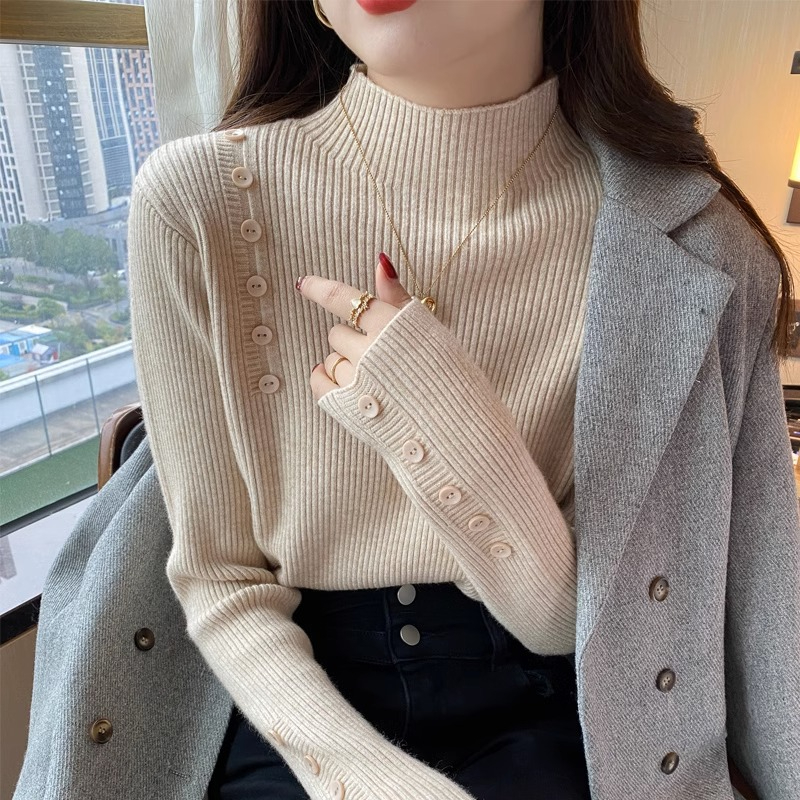 天貓品質毛衣打底衫女秋冬洋氣內搭厚實高級感針織半高領上衣
