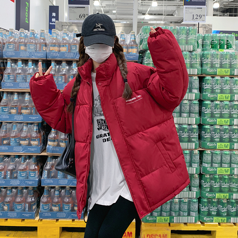 實拍棉服女外套韓版短款麵包服小個子大碼港風寬鬆羽絨服學生胖MM
