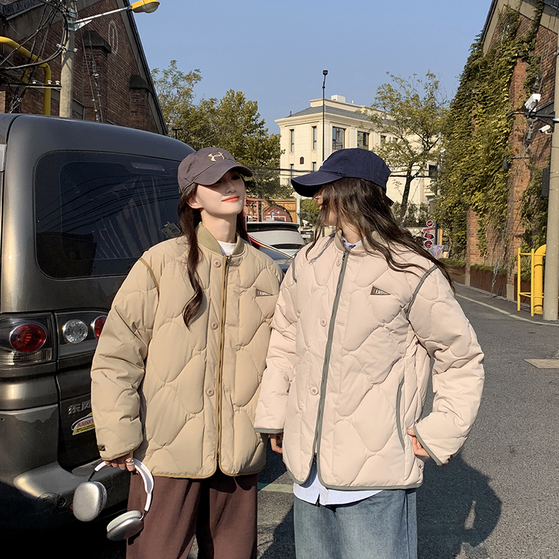 Real shot of rhombus down jacket for women 2023 high-end and super good-looking cotton jacket oversize winter coat for small people