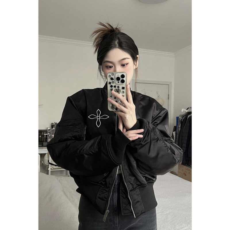 American retro trendy brand short cardigan jacket for women spring and autumn new loose and lazy design long-sleeved jacket trendy