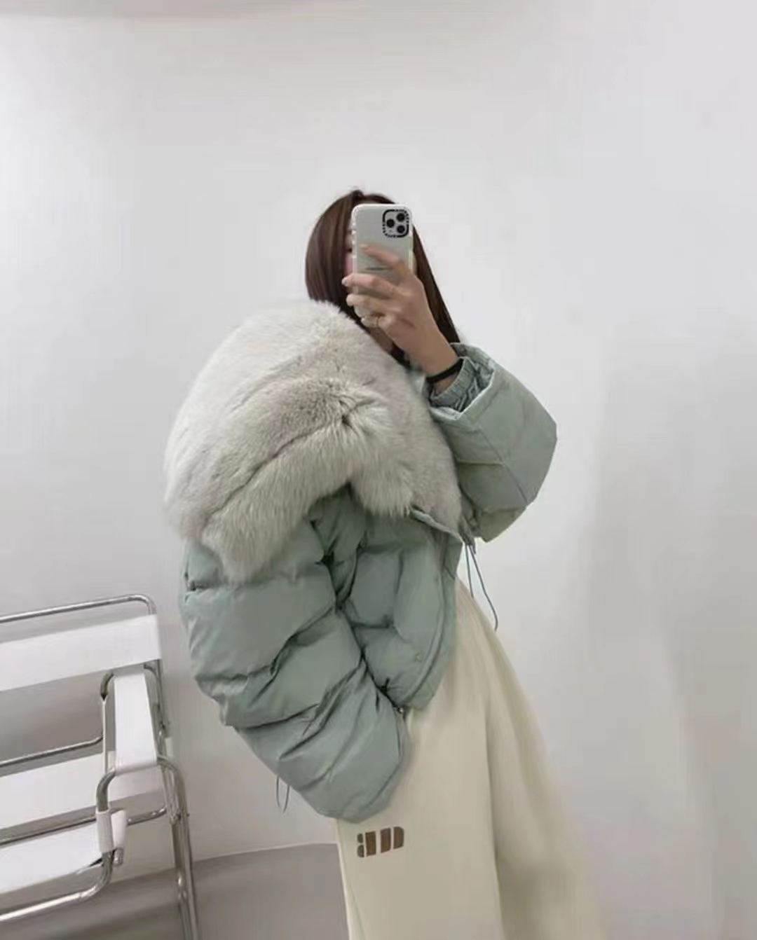 Korean short thickened bread jacket for small people, new fashion fox big fur collar warm cotton jacket