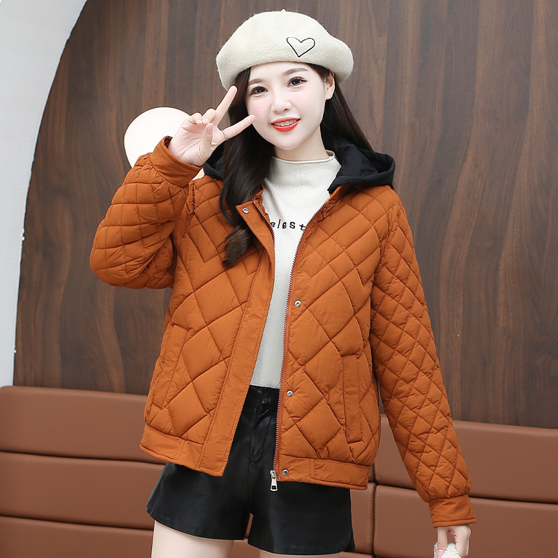 棉服女2023年新款可脫卸帽冬裝外套小個子羽絨棉衣短款菱形棉襖潮