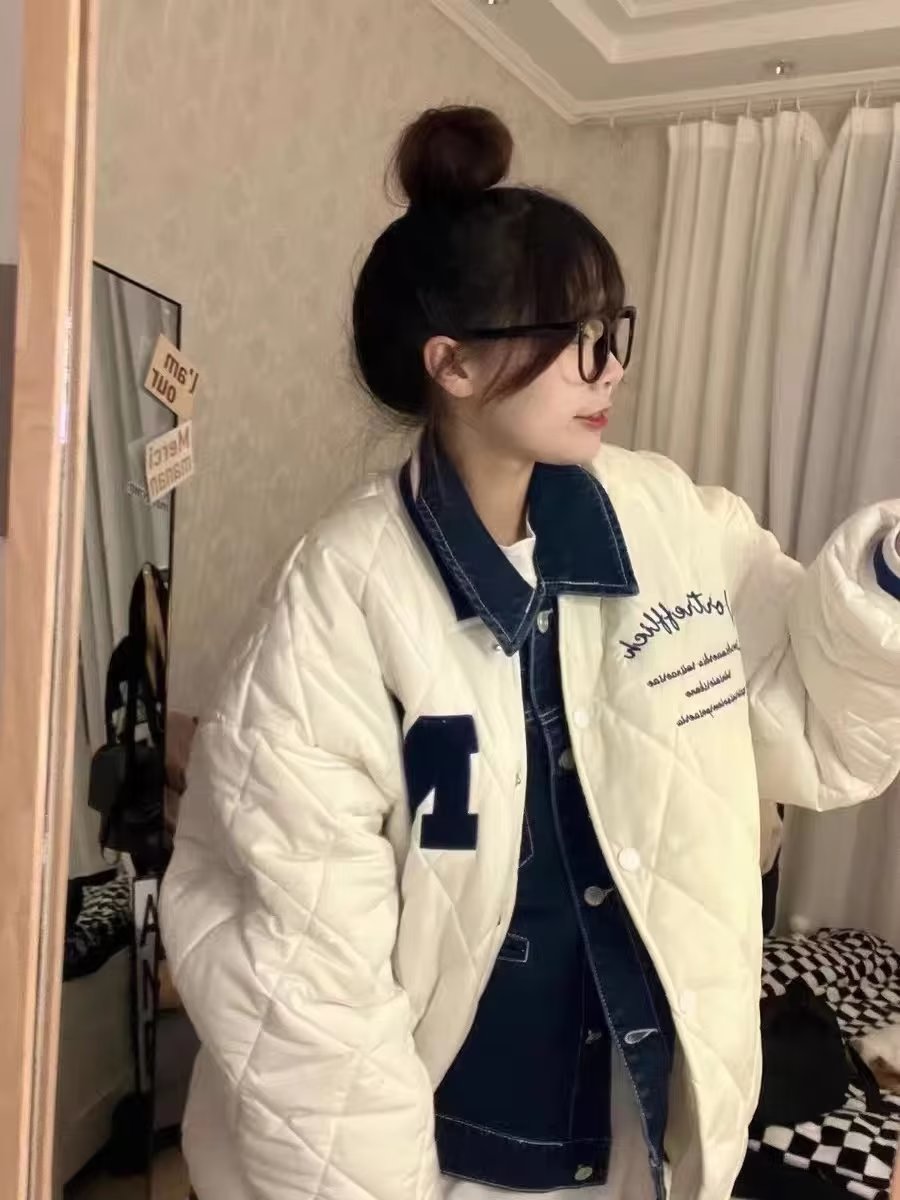 潮牌百搭刺繡棒球服棉服飛行員夾克秋冬加厚韓版外套男女情侶棉衣