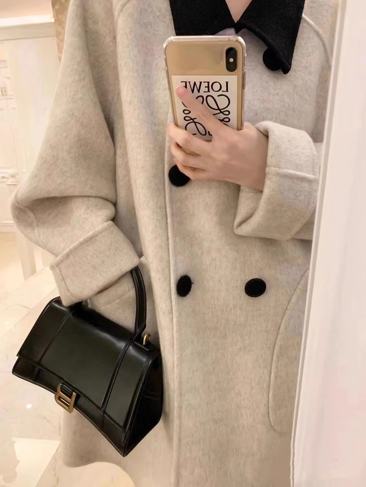 呢子大衣女秋冬款高級感小個子中長款韓版寬鬆拼色氣質毛呢外套潮