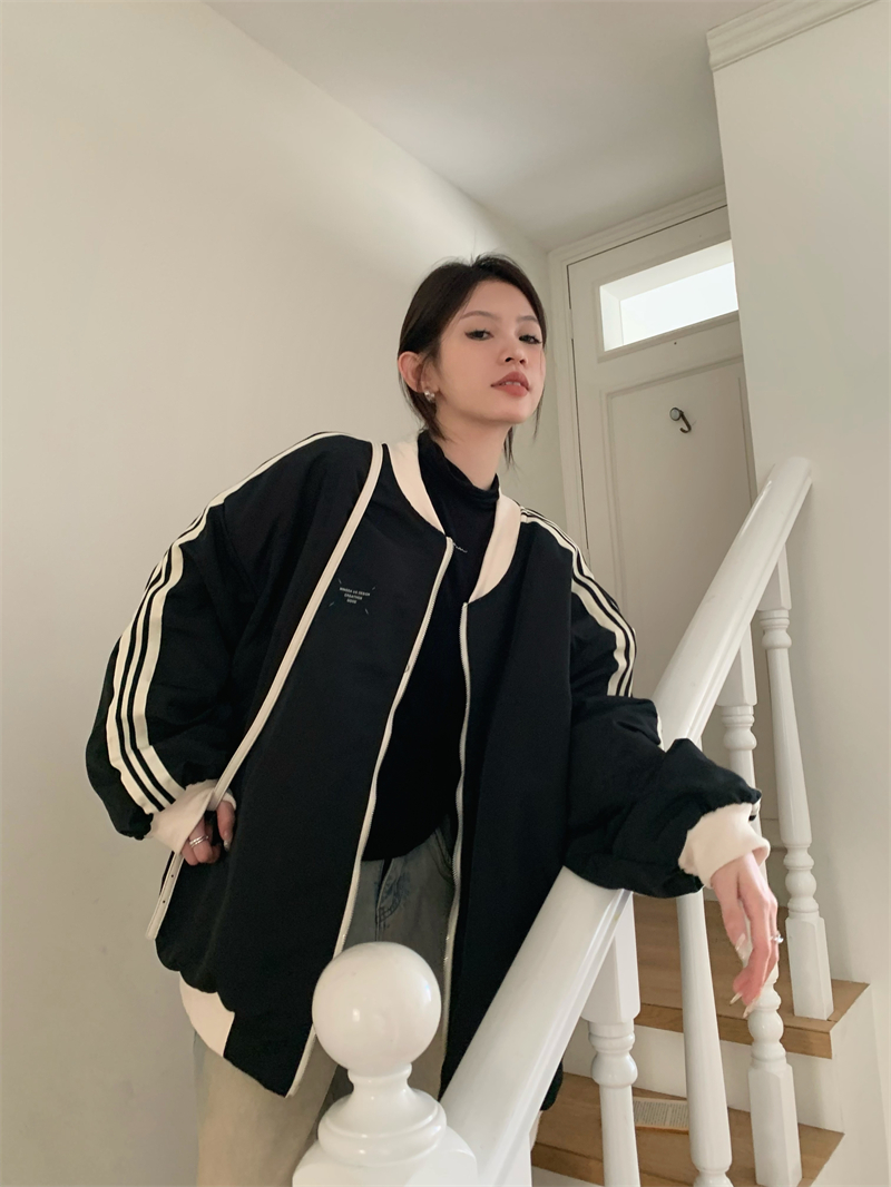 實拍 秋冬立領寬鬆慵懶風休閒夾棉棒球棉襖外套