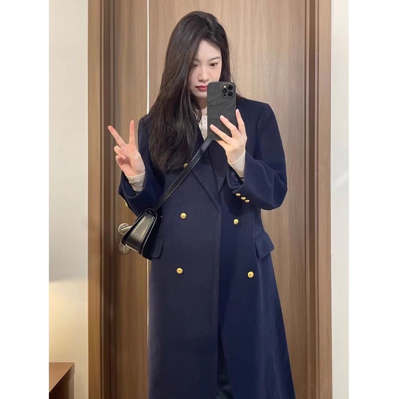 毛呢外套2023秋冬季新款呢子大衣女加厚長款氣質赫本風韓系高級感