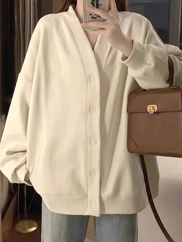 開衫外套衛衣女上衣初秋早秋套裝春秋季長款棒球服2023新款薄