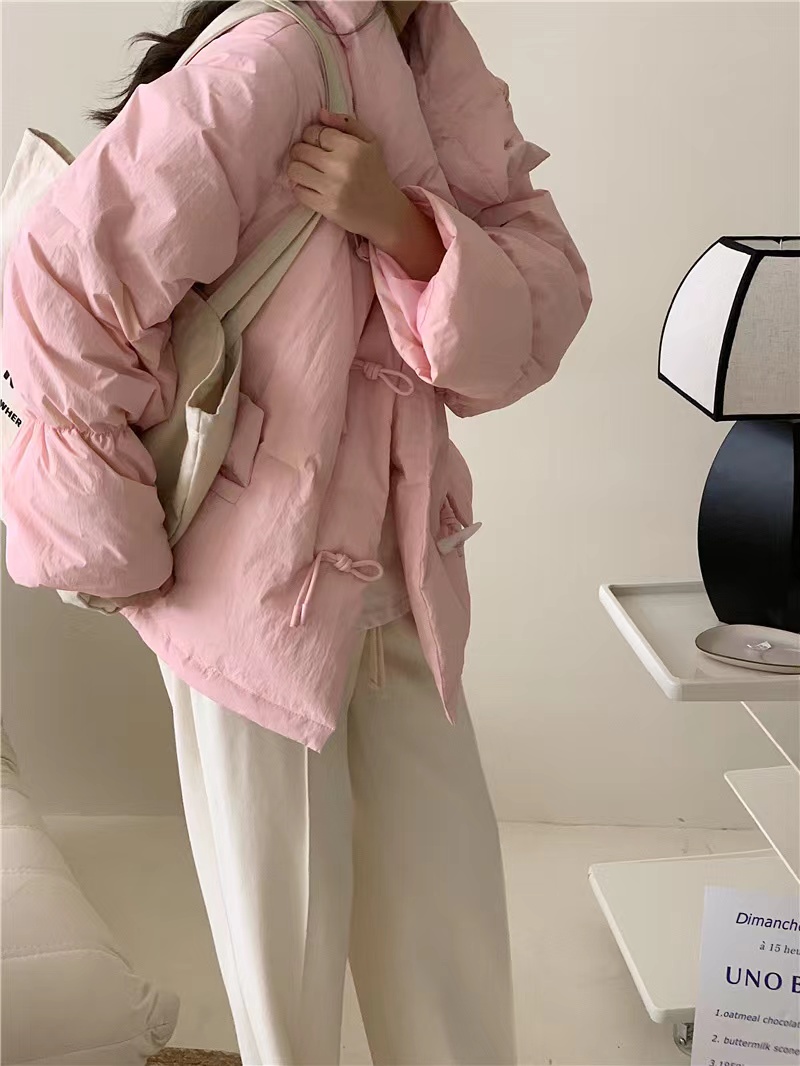 韓系羽絨服棉服女短款2023年新款韓版寬鬆牛角扣棉衣麵包服外套潮