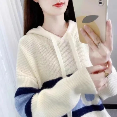 今年流行連帽毛衣女衛衣2023年新款時尚洋氣秋冬裝針織打底衫