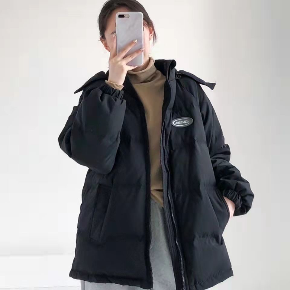 棉服#棉衣女2023年冬季新款韓系寬鬆小眾設計感加厚外套連帽棉服
