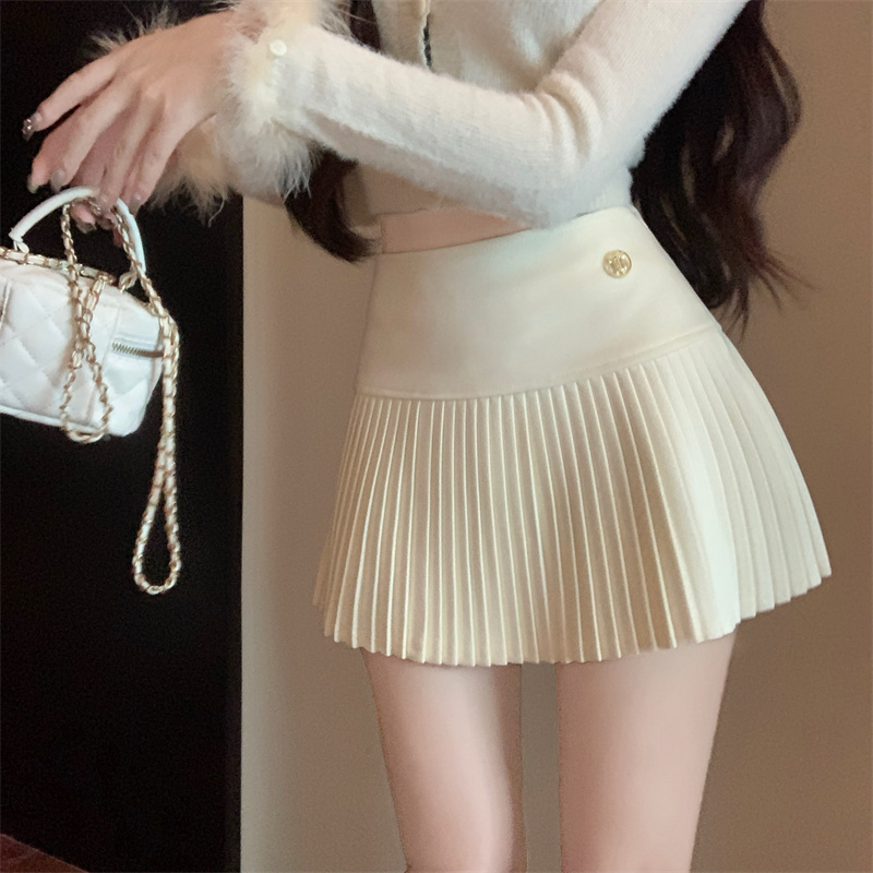 實拍～ 秋冬季新款辣妹純欲風毛呢百褶半身裙女高腰顯瘦性感短裙