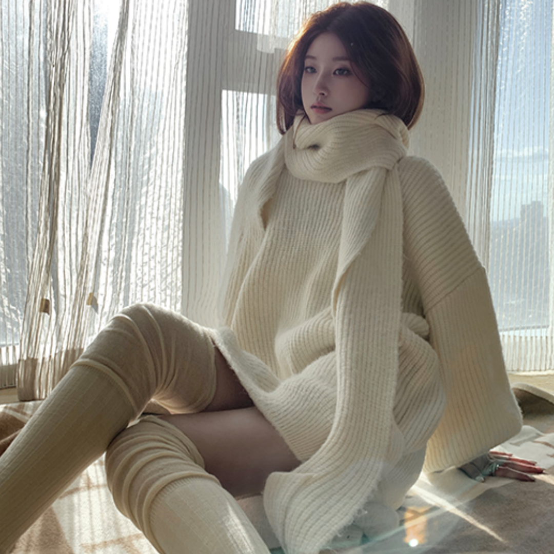 聖誕紅色毛衣裙子女秋冬季中長款2023兔年新款本命年衣服時尚女裝