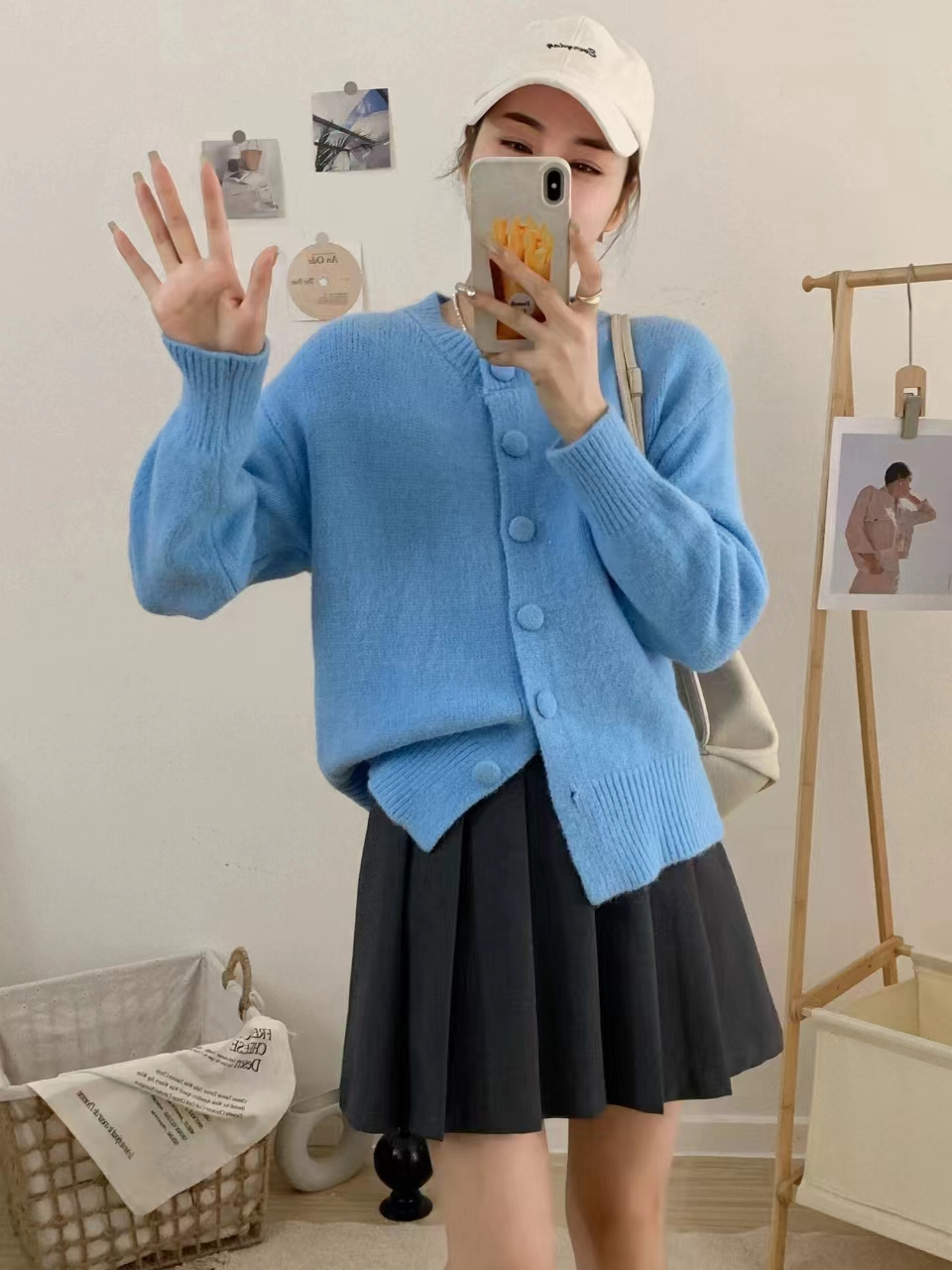 韓系溫柔風毛衣女秋冬寬鬆外穿復古港味設計感小眾慵懶風開衫外套