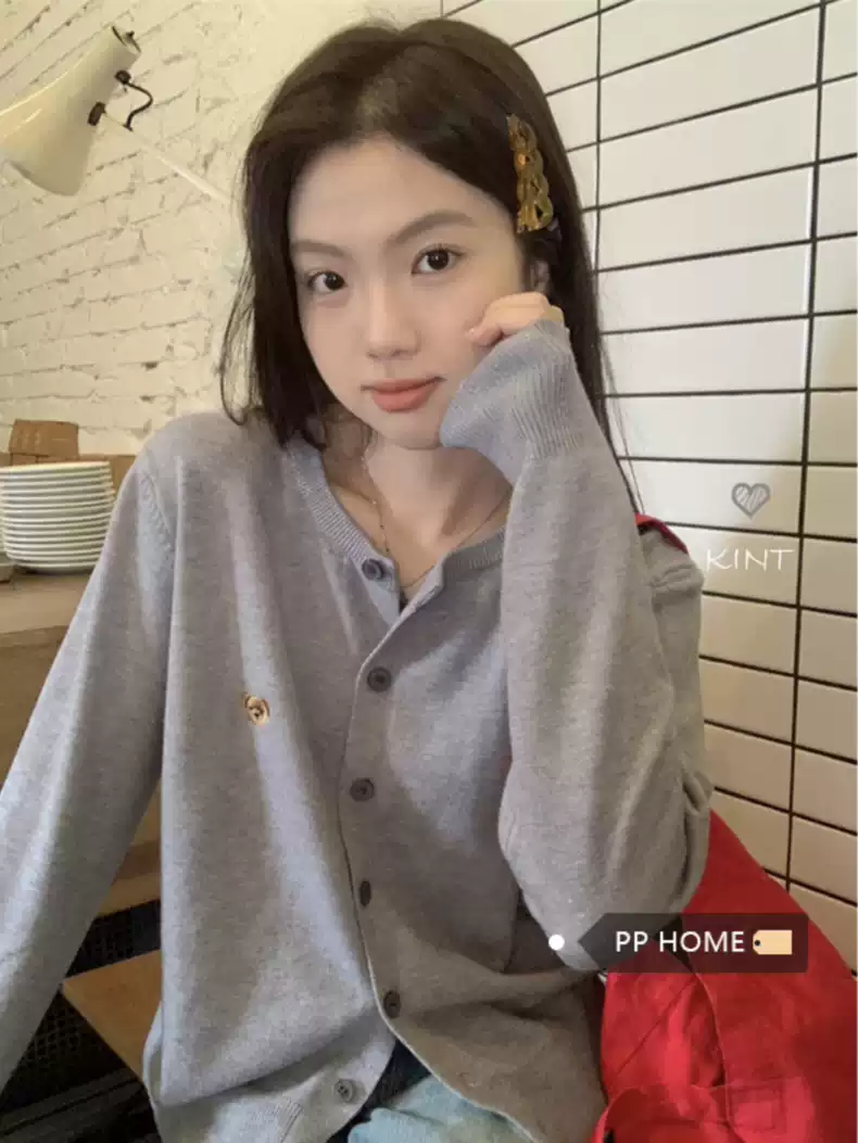 PPHOME溫糯小歇~軟糯小熊刺繡長袖針織開衫秋季內搭外穿毛衣外套
