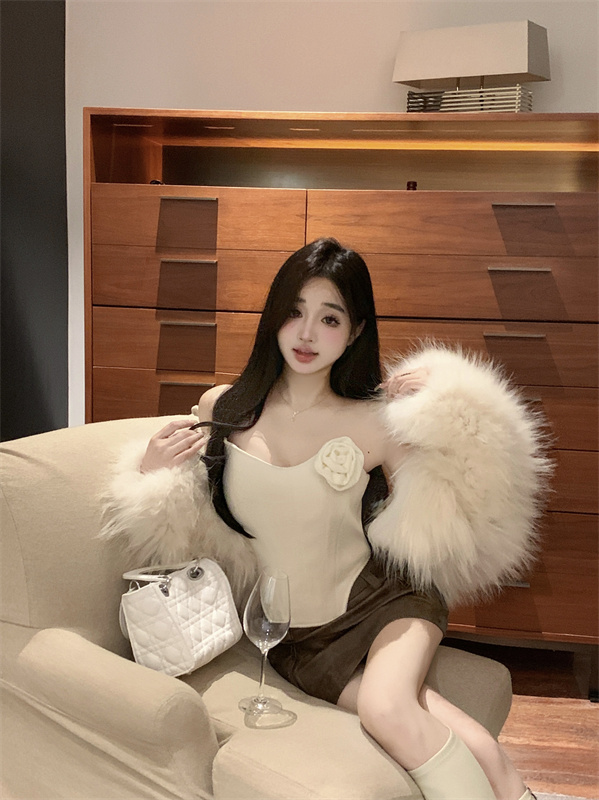 實拍  無人區玫瑰 玫瑰胸針性感抹胸上衣