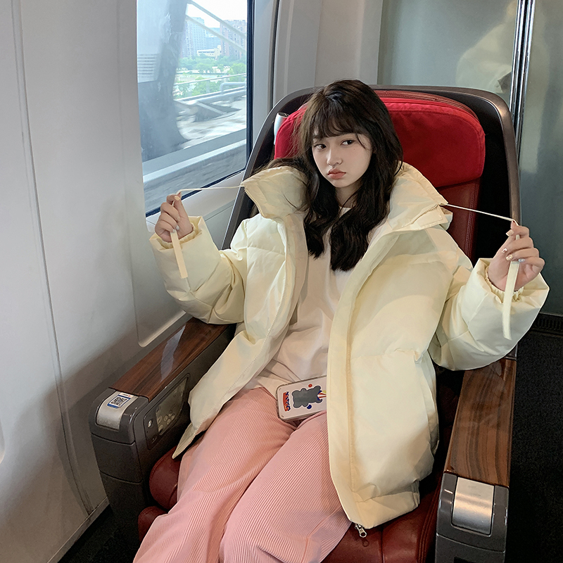 實拍 短款羽絨棉服2023冬新款可拆卸帽寬鬆韓版ins學院風棉衣外套