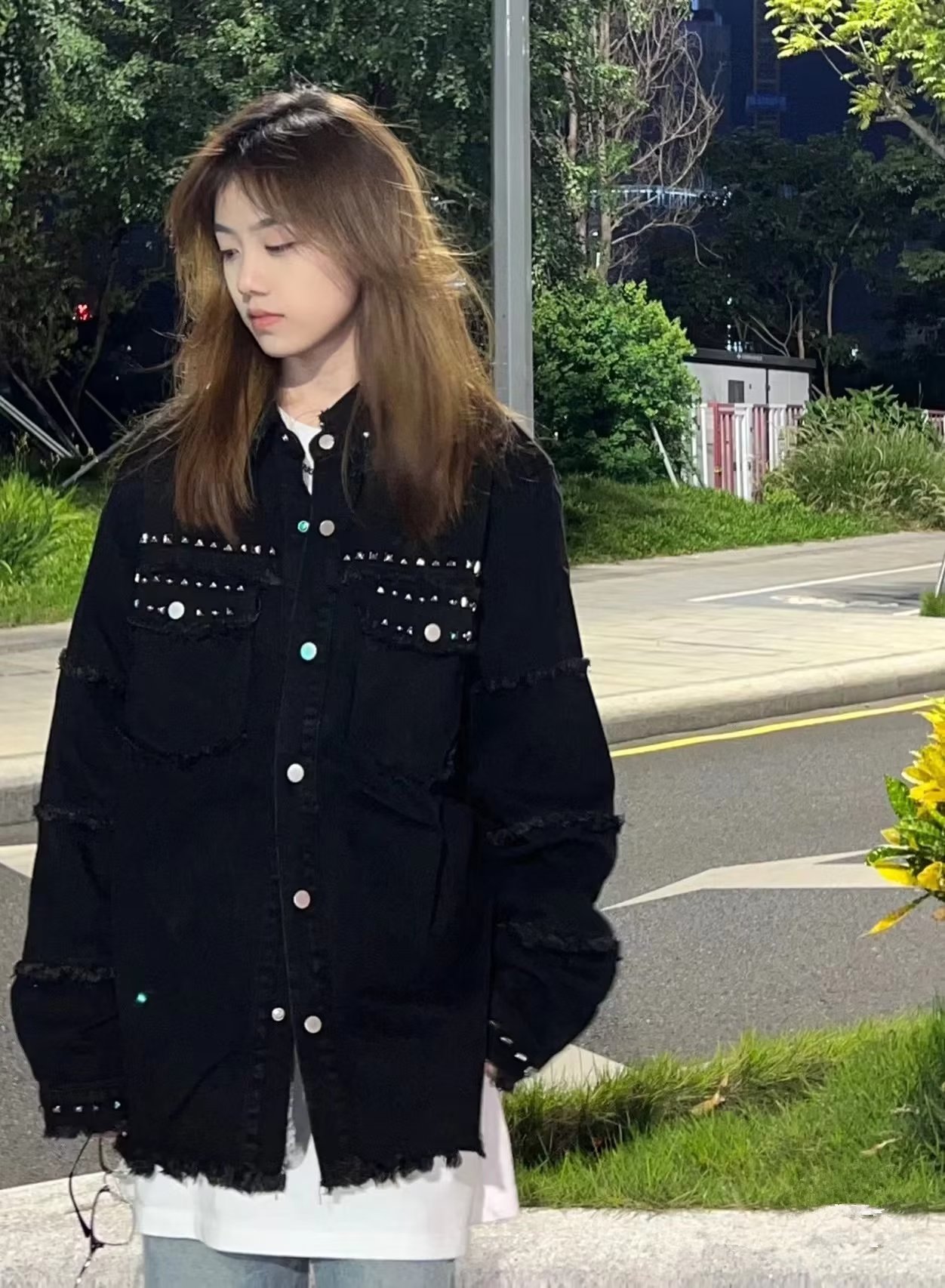 牛仔外套女秋季2023新款網紅潮牌毛邊寬鬆上衣復古港風chic