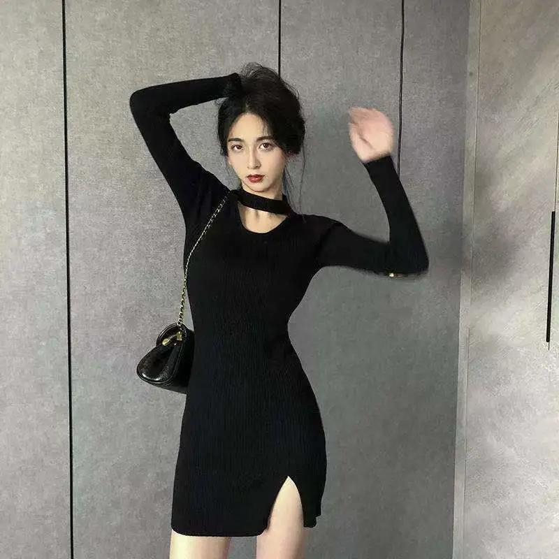 2023 new autumn and winter skirts, small fragrant style, slimming, high-waisted bottoming, mid-length lady dress, hip-covering skirt