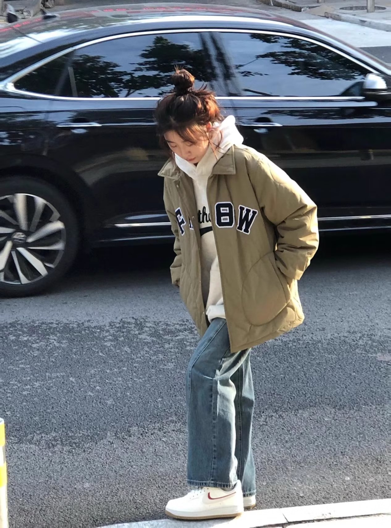國潮牌翻領菱格棉服秋冬新男女情侶寬鬆短款加棉外套棉襖