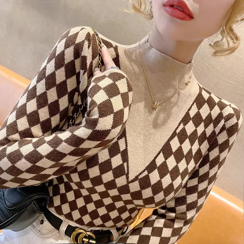半高領打底衫女秋冬內搭氣質設計感小眾韓版顯瘦修身中領毛衣