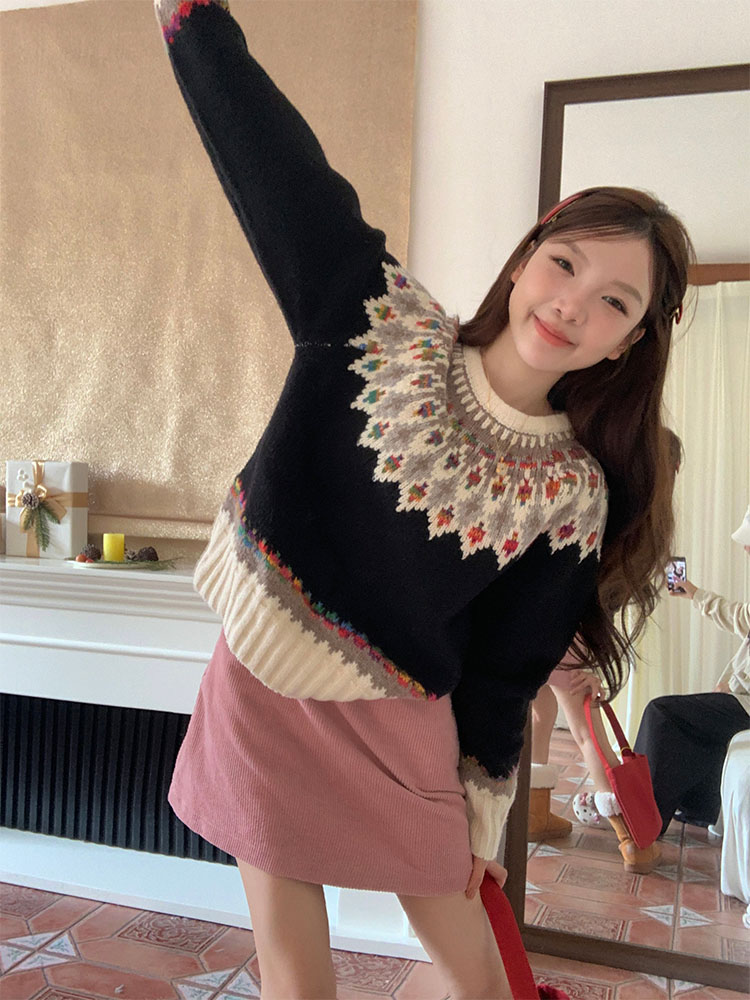 實拍 元氣少女韓chic秋冬聖誕款保暖毛衣
