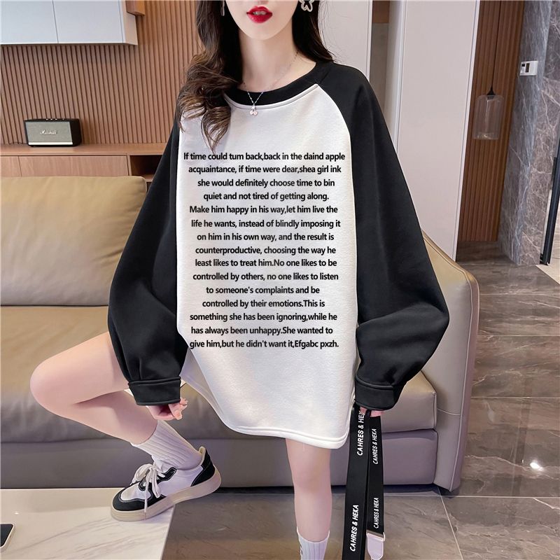 實拍純棉華棉包領 薄款衛衣女春秋新款韓版寬鬆印花套頭衛衣潮