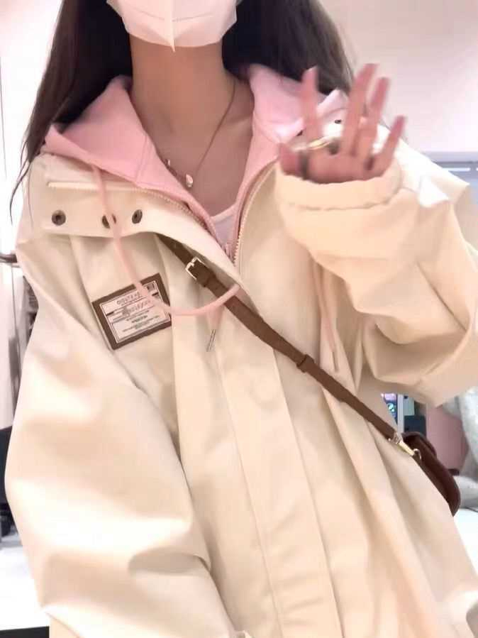 2023新款夾克潮假兩件工裝學院風外套女學生韓版寬鬆